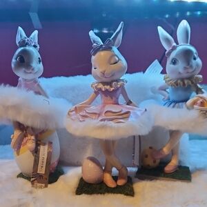 Jolie Fleur, Easter Bunnies With Fluffy Tutu's, Decoration Set